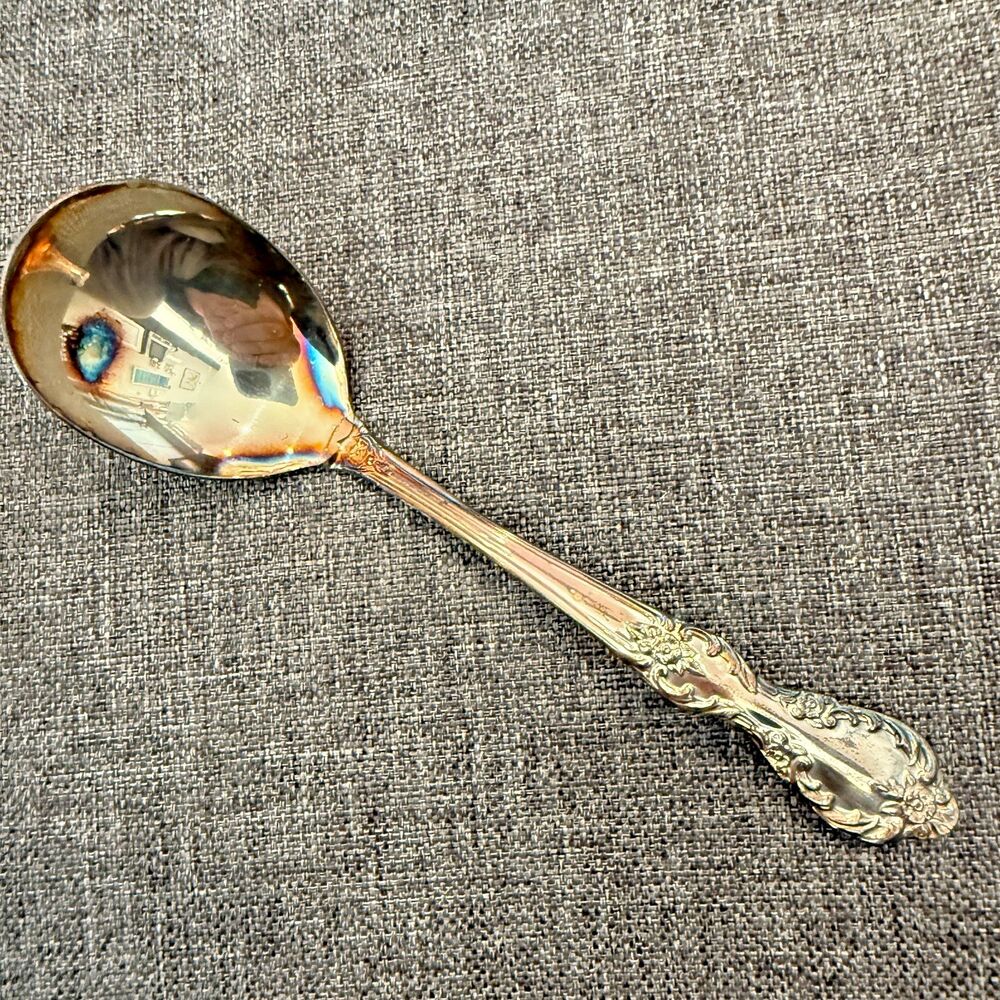 New Vtg W Rogers Mfg Co Extra Plate Original Cream Sauce Sugar Spoon Valley Rose